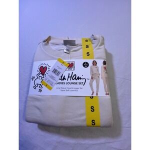 Keith Haring Womens Lounge Set Sweatshirt Jogger Cream Size Small 2 Piece Art